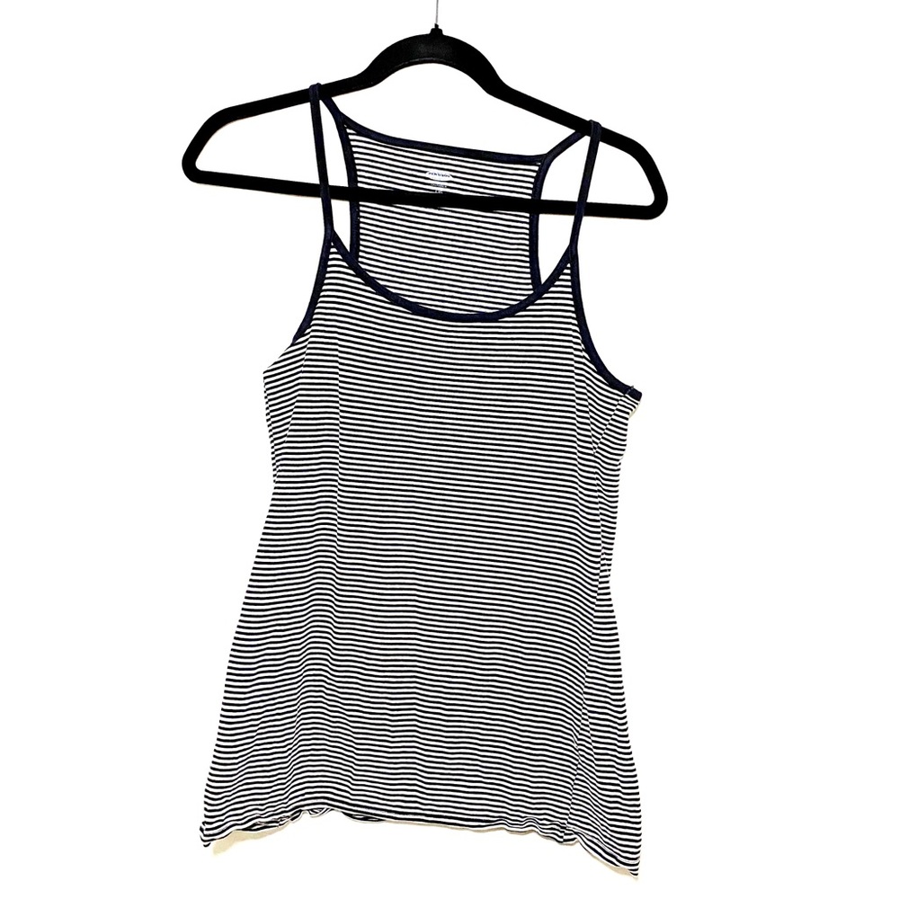 Old Navy Black & White Stripe Spaghetti Tank Large